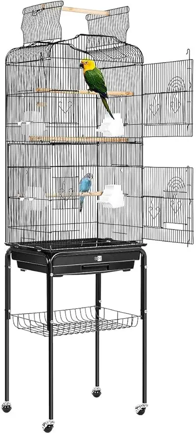 VIVOHOME 59.8 Inch Wrought Iron Bird Cage with Play Top and Rolling Stand for Parrots Conures Lovebird Cockatiel Parakeets Black
VIVOHOME 59.8 Inch Wrought Iron Bird Cage with Play Top and Rolling Stand for Parrots Conures Lovebird Cockatiel Parakeets Black