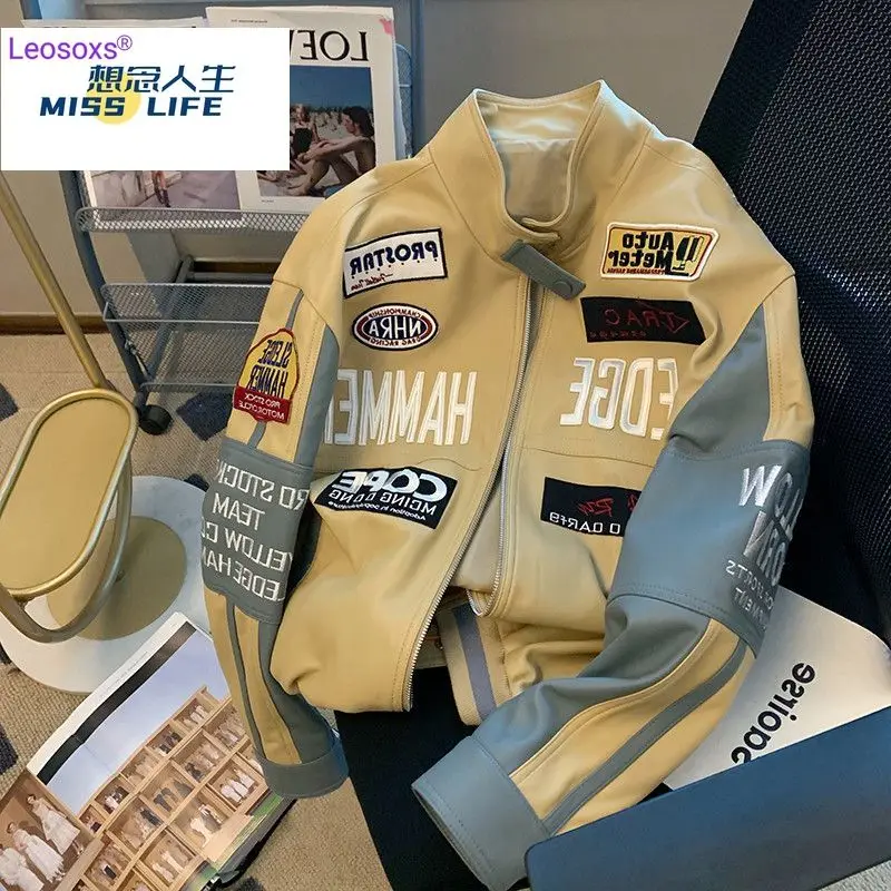 the new motorcycle jacket jacket female French retro fashion Joker heavy industry embroidered baseball uniform handsome tide.
the new motorcycle jacket jacket female French retro fashion Joker heavy industry embroidered baseball uniform handsome tide.