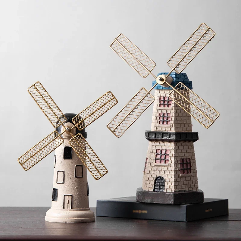 

Retro Dutch windmill ornaments bookcase wine cabinet decorations creative living room home European porch decorations simple.