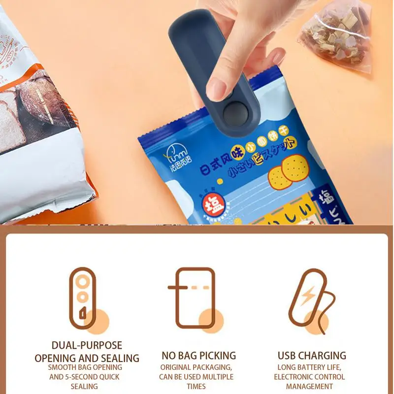 

Sealer Heat Bag Packaging Rechargeable USB Mini Bag Sealer Food Storage Snack portable Sealing Accessories Kitchen Gadget