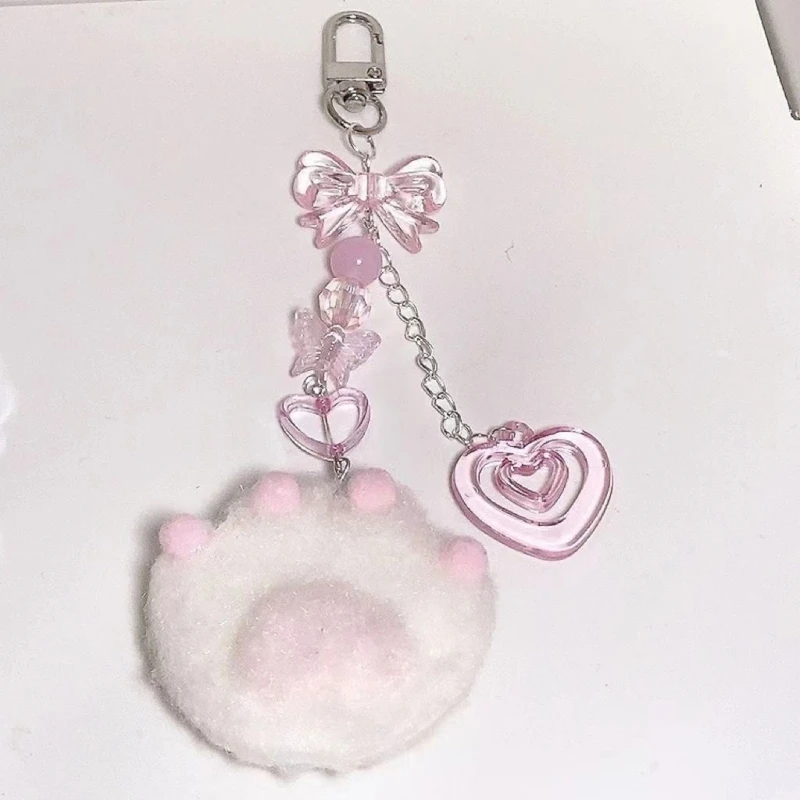 

DIY Strap Lanyard Delicate Plush Cat Paw Keychain Trendy Decoration Keyring Ornament Bag Charm Perfect for Phone and Bag
