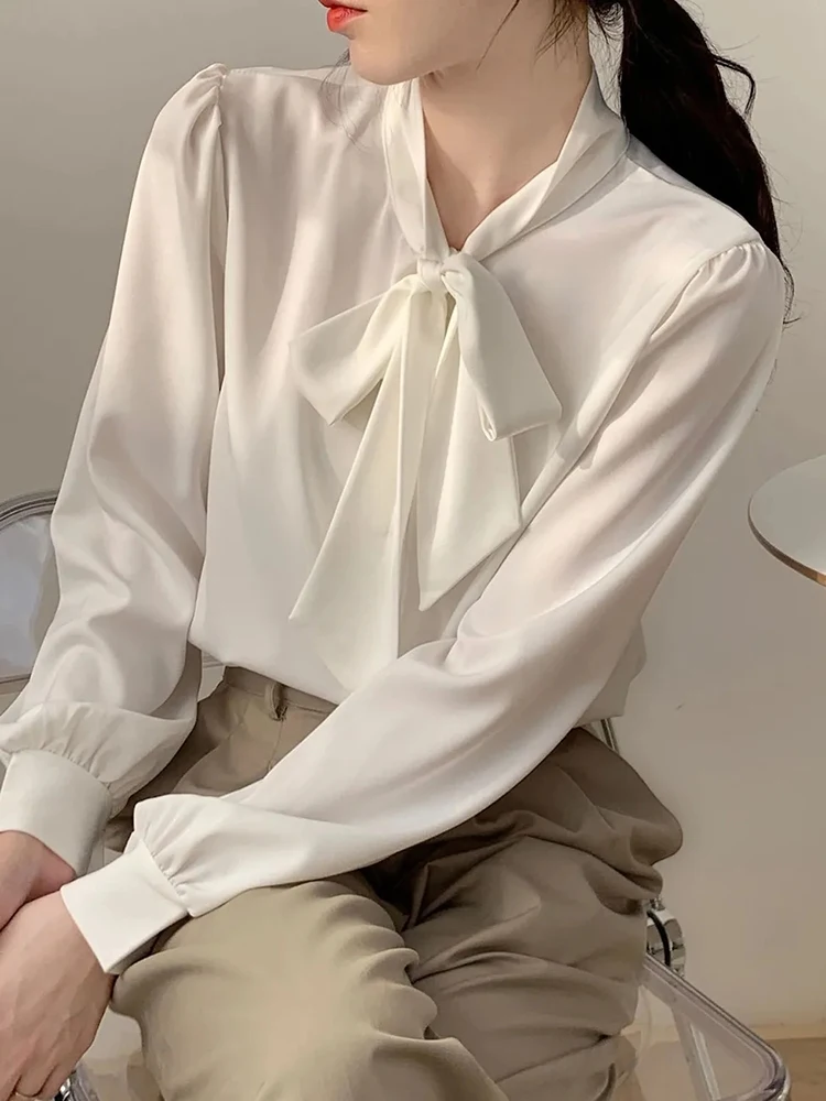 Jmprs Elegant Women Blouse Korean Fashion Bow Neck Chiffon Office Ladies Solid Long Sleeve Spring White Tops New
Jmprs Elegant Women Blouse Korean Fashion Bow Neck Chiffon Office Ladies Solid Long Sleeve Spring White Tops New