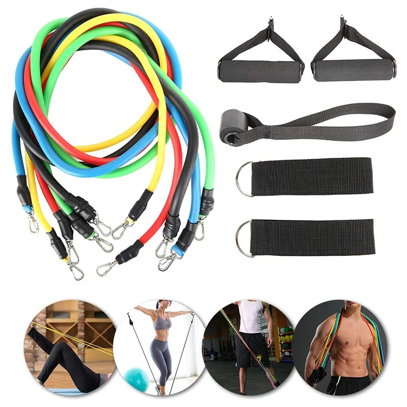 

11PCS Resistance Bands Sets 11 Pieces Exercise Tube Set 100lbs 150lbs Non Slip Elastic Custom Logo Fitness Gym Workout Strength