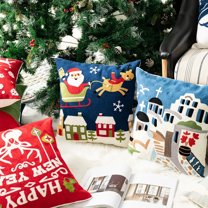 Christmas Decoration Cushion Cover Reindeer Santa Snowflake Pillow Case Cotton Square Embroidery Pillow Cover 45x45cm
Christmas Decoration Cushion Cover Reindeer Santa Snowflake Pillow Case Cotton Square Embroidery Pillow Cover 45x45cm