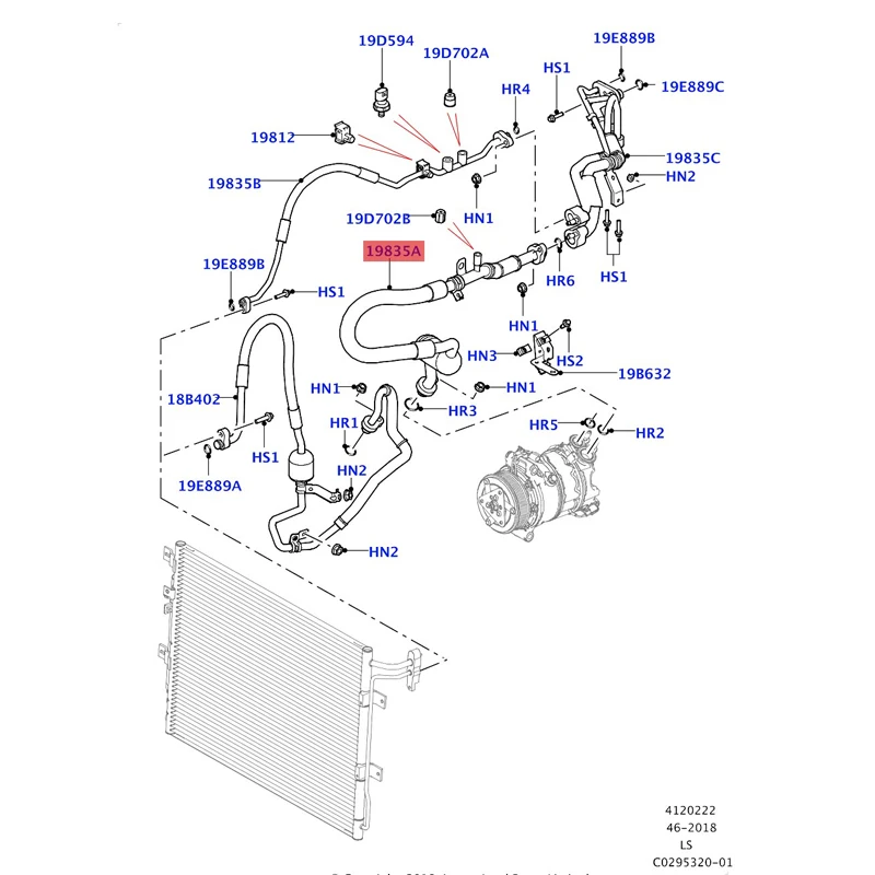La nd ro ve r Dis cov ery 420 102 016 Pipe assembly compressor delivery Air conditioning evaporator to compressor
La nd ro ve r Dis cov ery 420 102 016 Pipe assembly compressor delivery Air conditioning evaporator to compressor