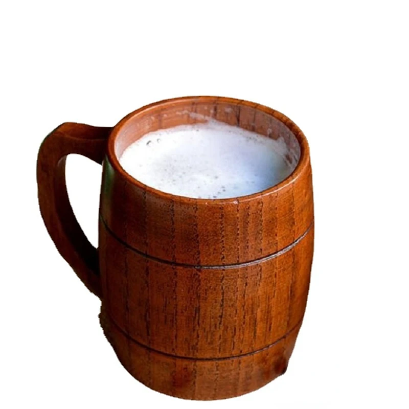 

HF Eco-friendly 400ml Classical Wooden Beer Tea Coffee Cup Water Cup Heatproof Home Office Party Drinkware Cups