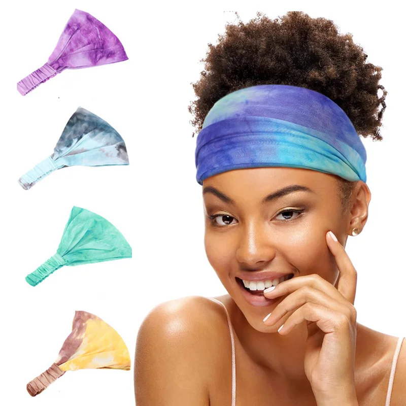 

New Tie-dye cotton Headbands for Women Twist Elastic Hairbands Sport Headband Yoga Turban Headwrap Girls Hair Accessories