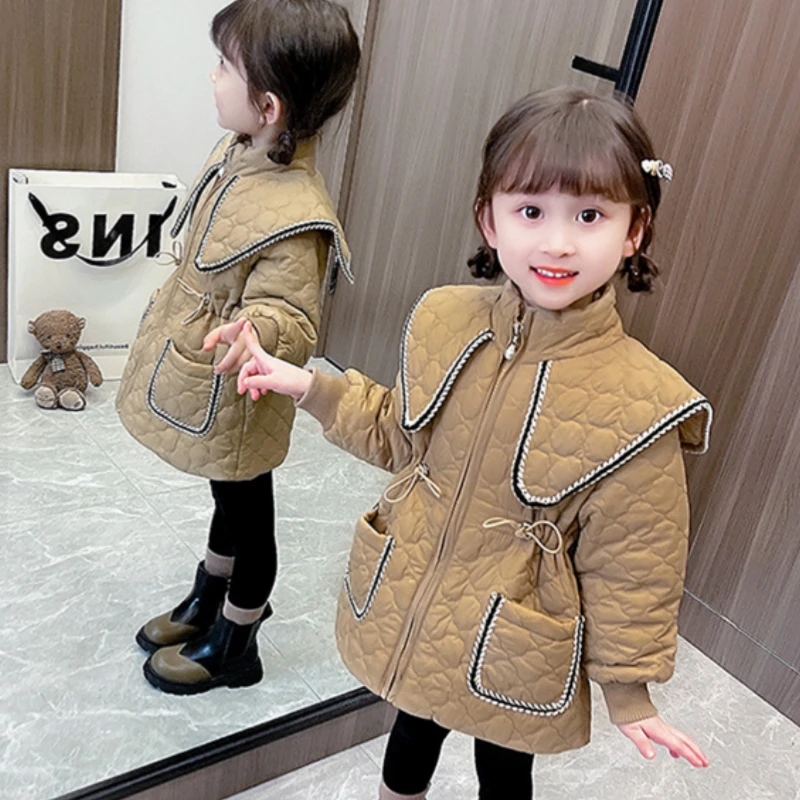 

Girls Coat Jacket Winter Cotton Windbreak 2023 Black Warm Plus Thicken Teenagers Plus Size Outwear Sport Children's Clothing