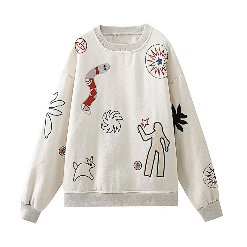 Women 2023 Autumn Fashion Embroidered Cotton Sweatshirts Vintage O-Neck Long Sleeves Casual Female Pullovers Tops
Women 2023 Autumn Fashion Embroidered Cotton Sweatshirts Vintage O-Neck Long Sleeves Casual Female Pullovers Tops