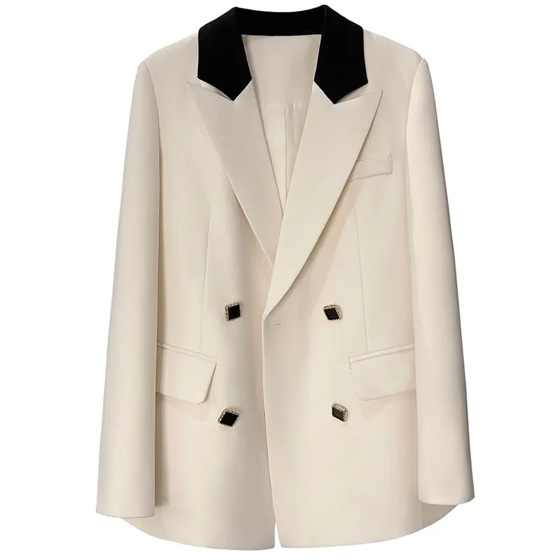 

Blazers for Women Hit Color Tailored Collar Patchwork Suit Jacket Chic Korean Office Ladies Clothing Tops
