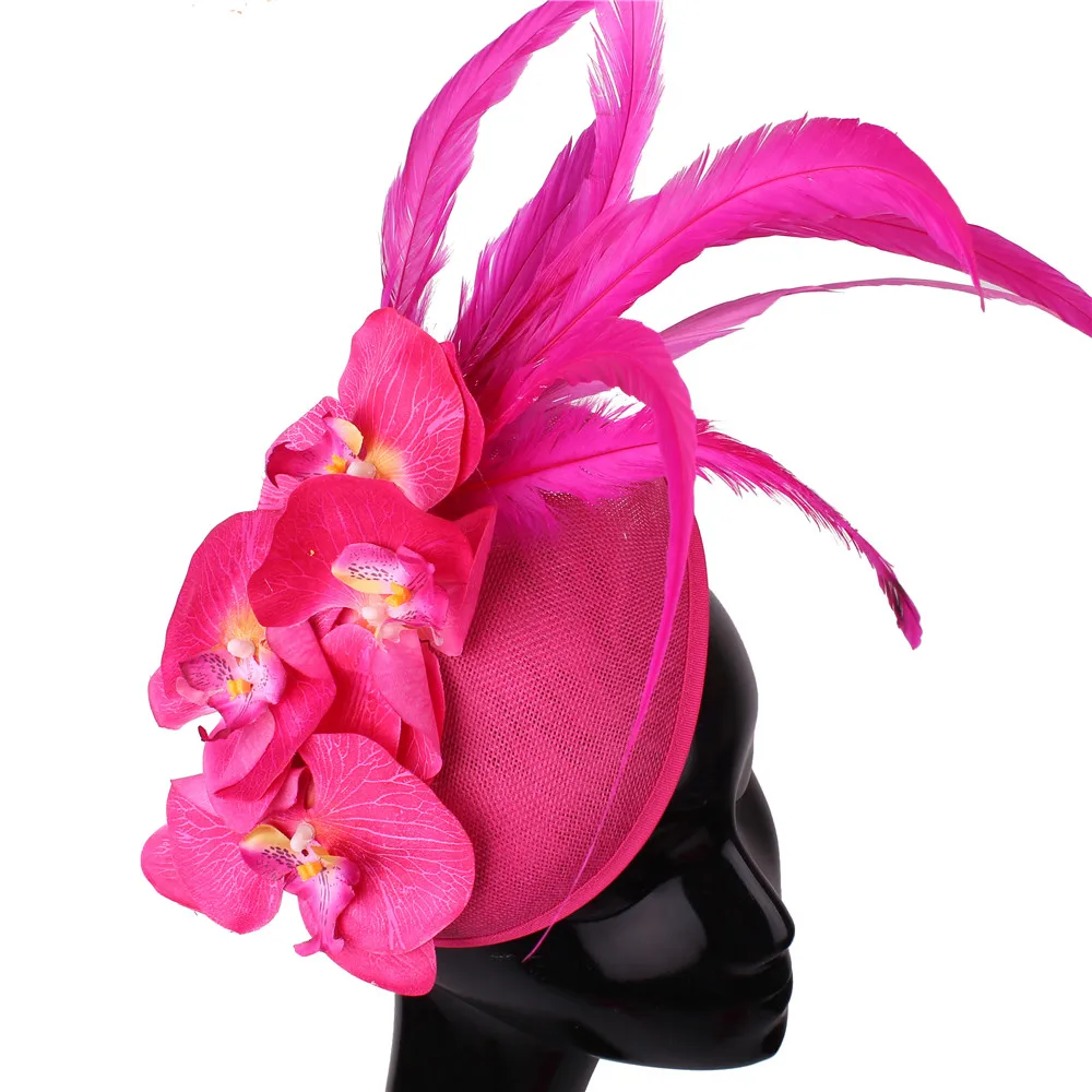 

New Elegant Butterfly Flowers Exaggerated Tea Party Kentucky Derby Hat Fascinator Big Pillbox Hat Feather Headband for Cocktail