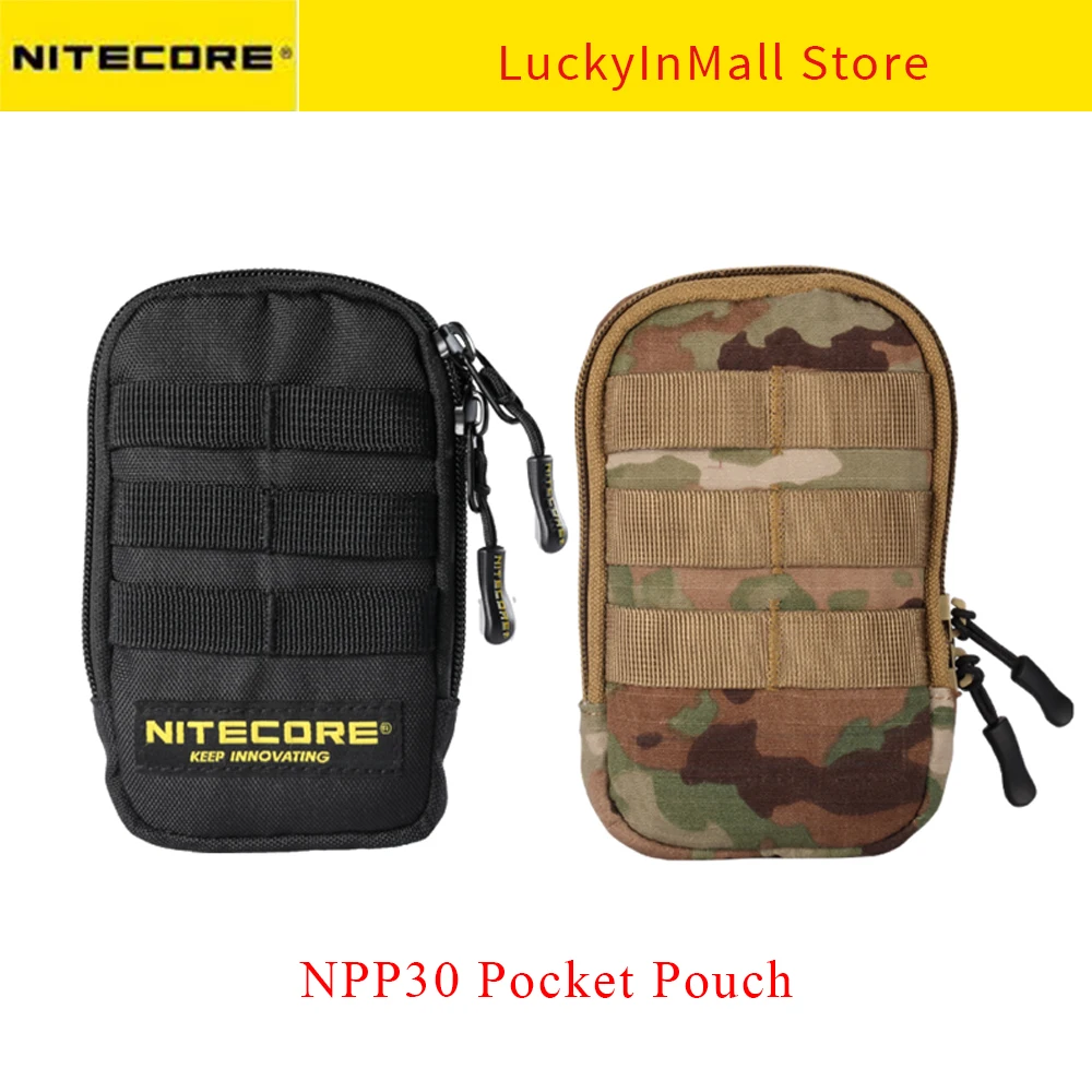 

NITECORE NPP30 Tactical Pocket Pouch Power Bank Bag Earphone Pack Black Camo MOLLE Military EDC Mini Purse Wallet for Men Women