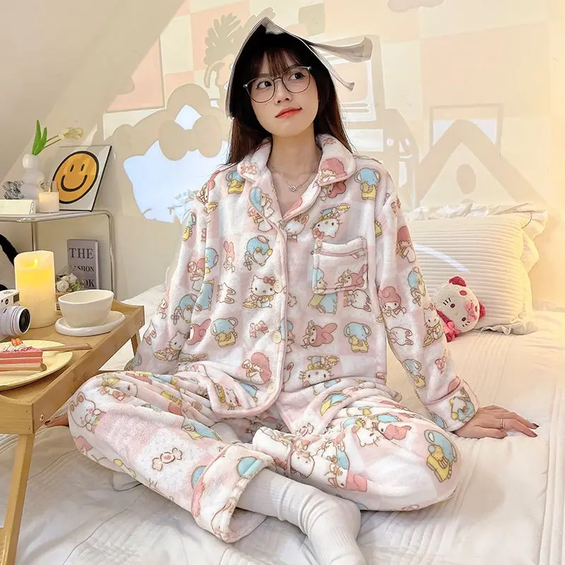 Kawaii Sanrios Hellokittys Mymelody Cinnamoroll Kirby Plush Pajamas Cartoon Winter Home Clothing Loose Birthday Gift For Girls
Kawaii Sanrios Hellokittys Mymelody Cinnamoroll Kirby Plush Pajamas Cartoon Winter Home Clothing Loose Birthday Gift For Girls