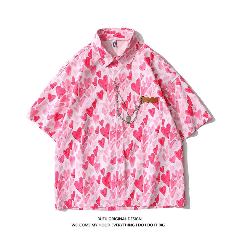 Heart Shape Print Chains Short Sleeve Unisex Shirt Beach Men Oversized Women Blouses Hip Hop Summer Cardigan Fashion Hawaiian
Heart Shape Print Chains Short Sleeve Unisex Shirt Beach Men Oversized Women Blouses Hip Hop Summer Cardigan Fashion Hawaiian