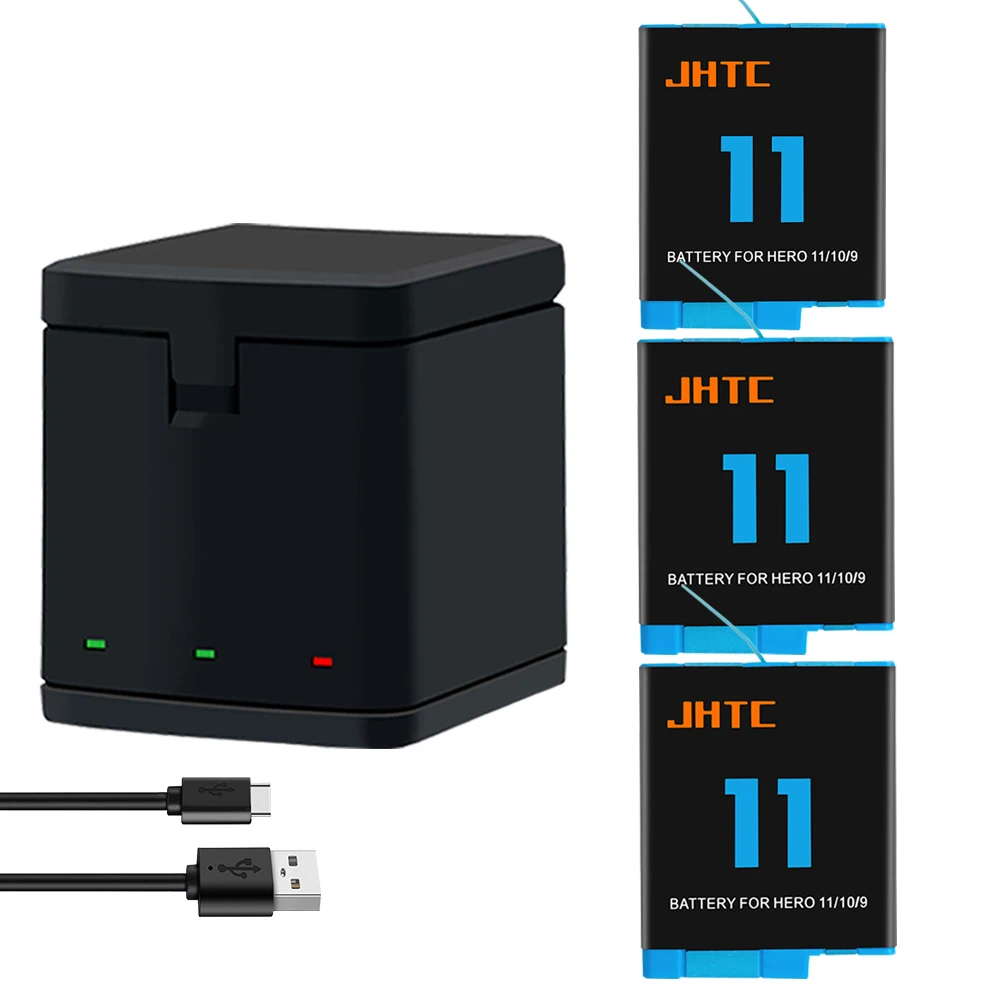 

JHTC for Gopro Hero 11 Battery Charger 1800MAh for Go Pro Hero 12 10 9 Hero11 Black Batteries Sport Cameras Accessories