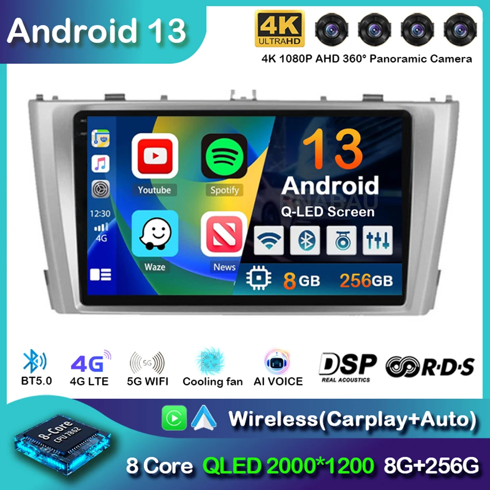 

Автомагнитола Carplay на Android 13 для Toyota Avensis T27, 2009, 2010, 2011, 2012-2015, GPS-навигация, мультимедийный плеер DSP, стерео, 4G