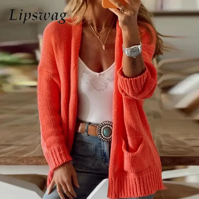 Fashion Solid Long-Sleeved Knitted Cardigan Jacket Women Loose Soft Office Sweatshirt Autumn Winter Casual Pocket Warm Sweater
Fashion Solid Long-Sleeved Knitted Cardigan Jacket Women Loose Soft Office Sweatshirt Autumn Winter Casual Pocket Warm Sweater