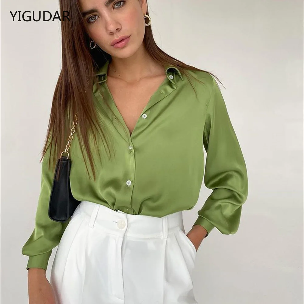 

Женская блузка из искусственного шелка, демисезонная Элегантная блузка в винтажном стиле