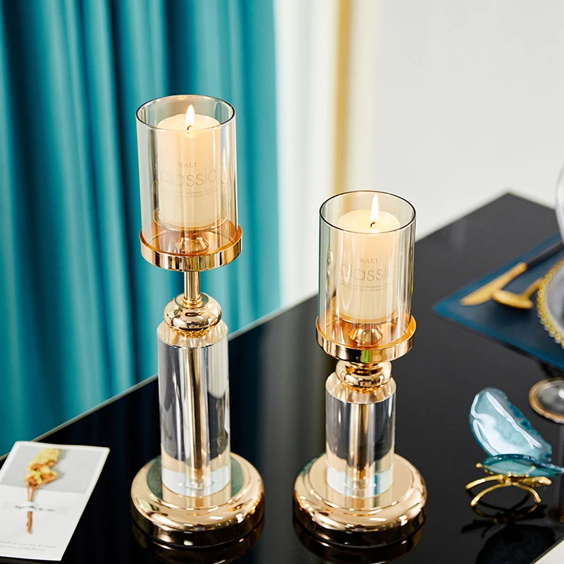 

Crystal Luxury Candle Holder Wedding Nordic Wax Burner Glass Candle Holder Gold Candelabros Para Boda Decorative Items For Home