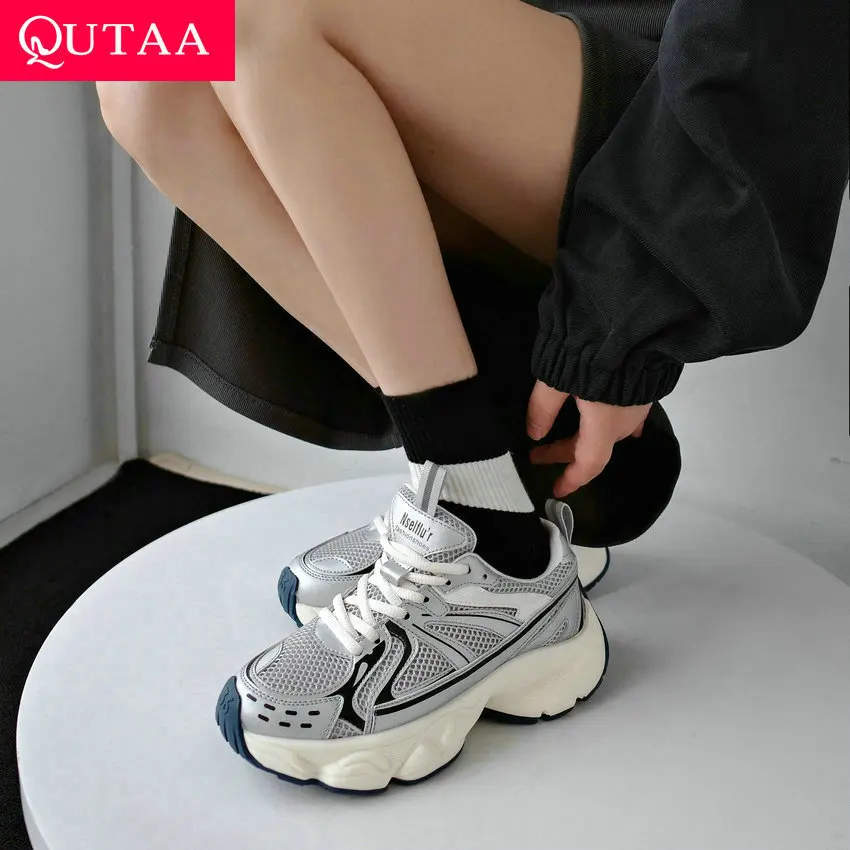 QUTAA 2023 Outdoor Leisure Women Sneakers Mesh Genuine Leather Cross-Tied Platforms Med Heels Autumn Shoes Woman Size 35-40
QUTAA 2023 Outdoor Leisure Women Sneakers Mesh Genuine Leather Cross-Tied Platforms Med Heels Autumn Shoes Woman Size 35-40