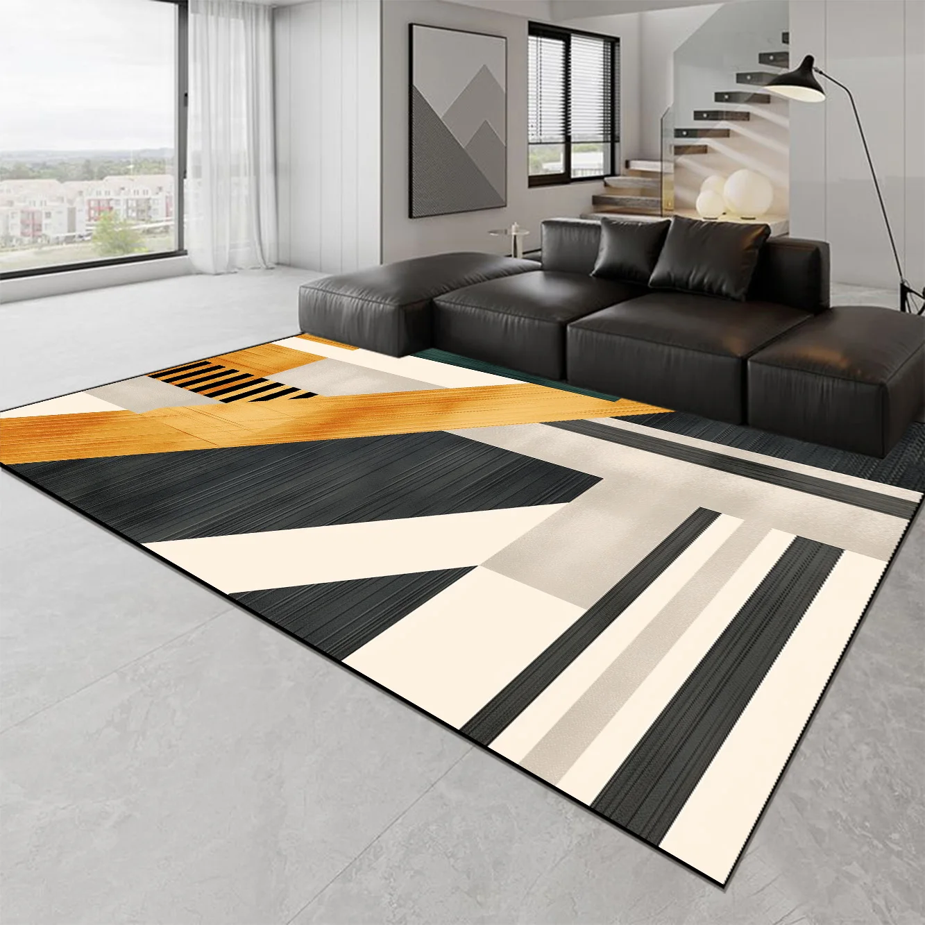 

Nordic Geometry Carpets for Living Room Abstract Bedroom Decoration Rug Luxury Study Decor Rugs Sofa Table Beside Anti-slip Mats
