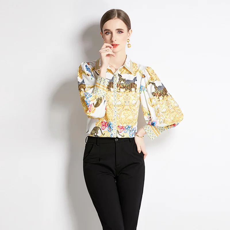 Dropshipping New Spring Summer Fall Runway Vintage Print Shirts Collar Lantern Sleeve Womens Party Casual OL Top Blouses
Dropshipping New Spring Summer Fall Runway Vintage Print Shirts Collar Lantern Sleeve Womens Party Casual OL Top Blouses