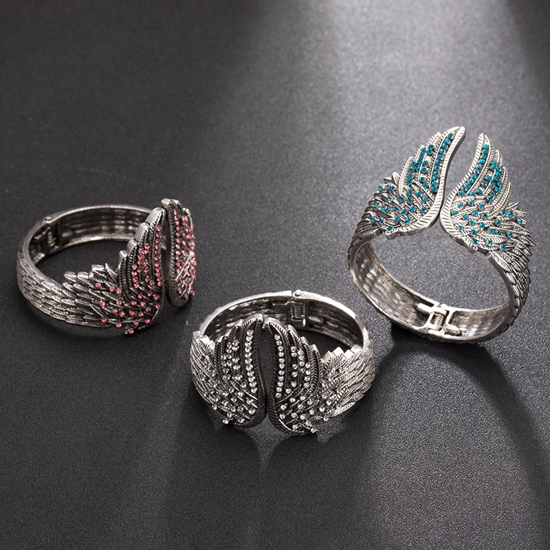 Angel Wing Diamond Set Bangle Bracelet Women Biker Crystal Fashion Jewelry Antique Silver Black Blue Red Color Gifts
Angel Wing Diamond Set Bangle Bracelet Women Biker Crystal Fashion Jewelry Antique Silver Black Blue Red Color Gifts
