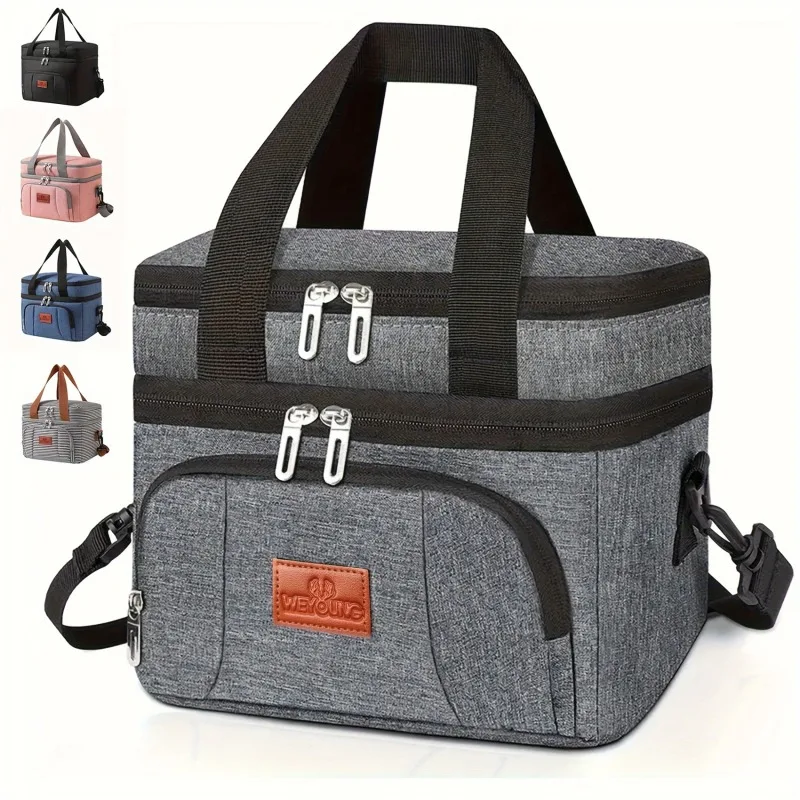 

Multifunctional Double Layers Tote Cooler Lunch Bags for Women Men Large Capacity Travel Picnic Lunch Box with Shoulder Strap