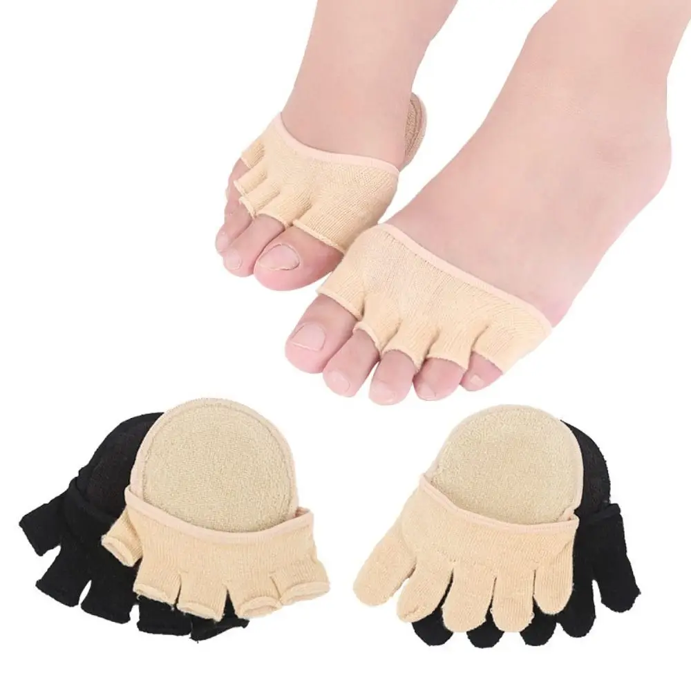 

2Pcs=1Pair Half Insoles Toe Separator Forefoot Foot Care Bunion Sleeve Protector Hallux Valgus Five Finger Socks Pads Women
