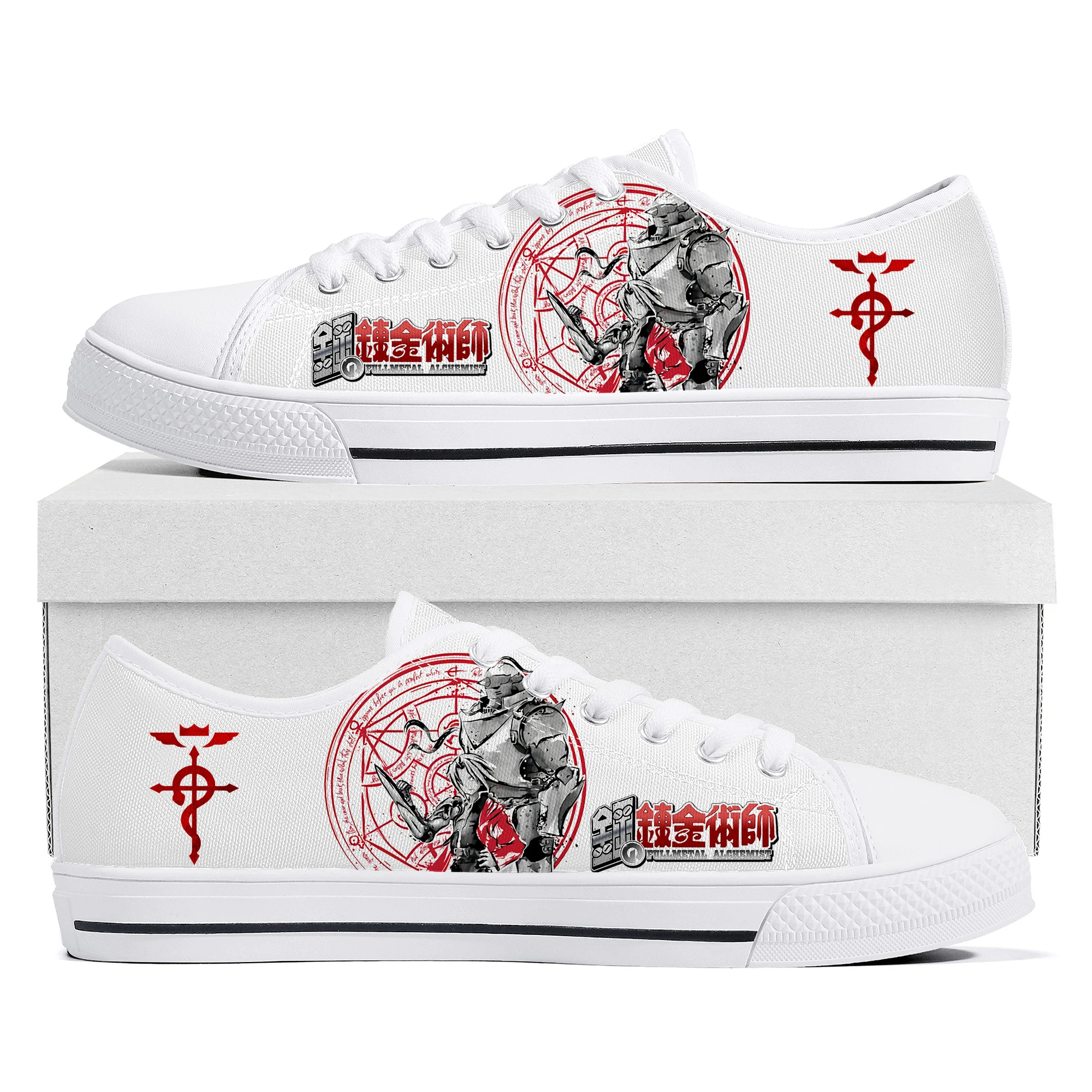 

Comics Fullmetal Alchemis Low Top Sneakers High Quality Mens Womens Teenager Canvas Sneaker Couple Shoes Custom Casual Shoe