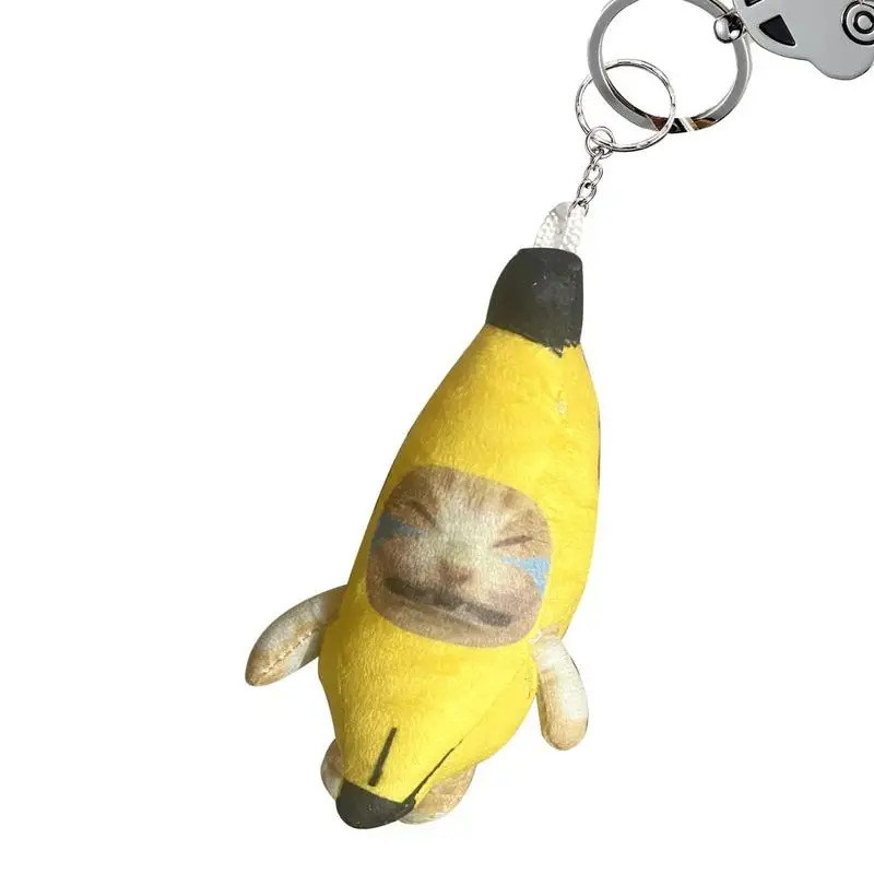 

Crying Sound Banana Cat Keychain Creative Happy Cat Crying Banana Cat Doll Pendant Phonating Banana Cat Stuffed Plush Key Chain