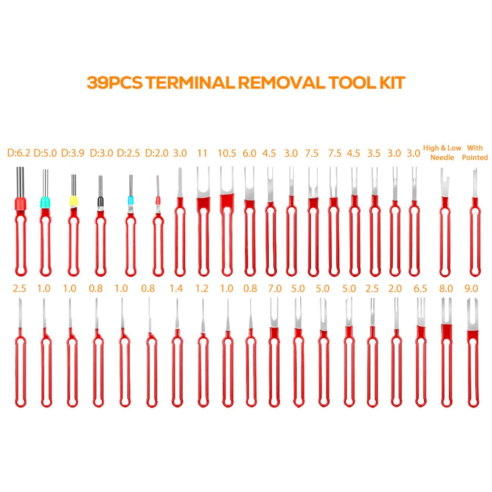 39Pcs Terminal Removal Tool Kit Depinning-Tool To Remove Electrical Connector Pin Red Optional Hand-held Disassembly Tools
39Pcs Terminal Removal Tool Kit Depinning-Tool To Remove Electrical Connector Pin Red Optional Hand-held Disassembly Tools