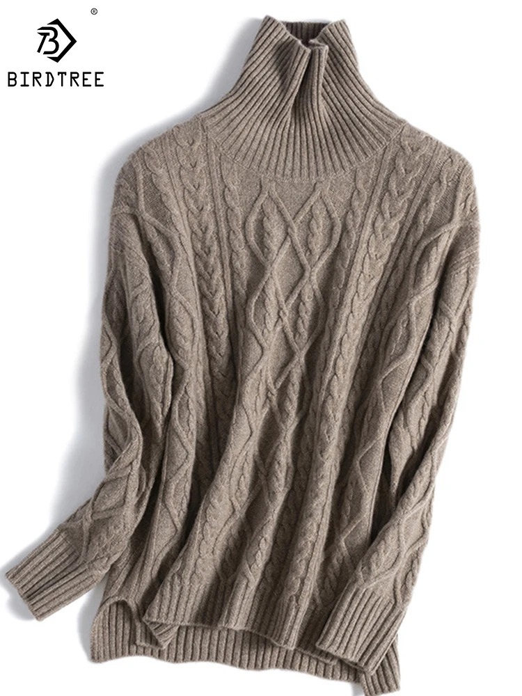 Birdtree 100%Cashmere Pullover High Neck Retro Cable Simple Soft Comfortable Warm Commute Knit Sweater Fall Winter T30009QD
Birdtree 100%Cashmere Pullover High Neck Retro Cable Simple Soft Comfortable Warm Commute Knit Sweater Fall Winter T30009QD