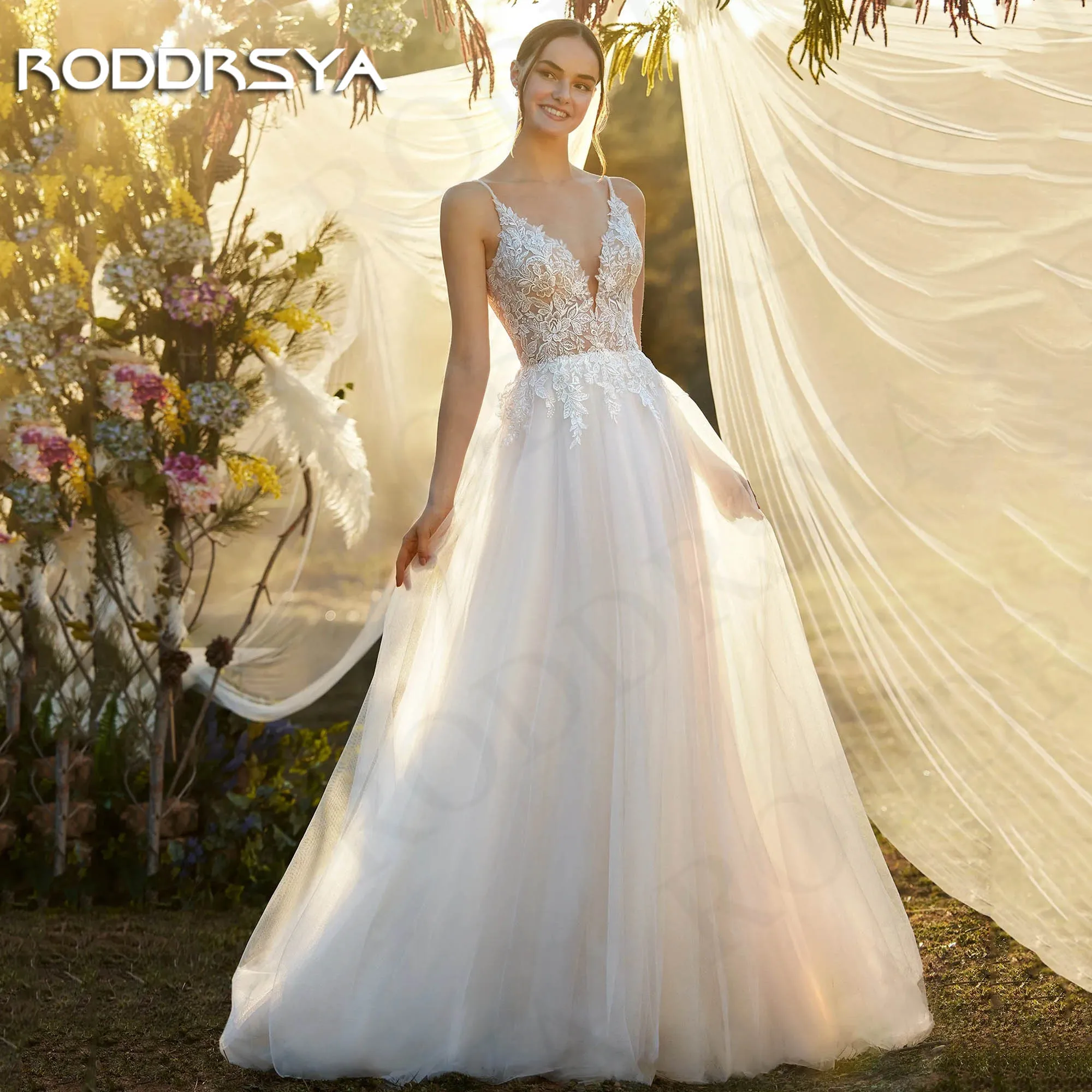RODDRSYA Boho Backless Beach Wedding Dress Bridal Spaghetti Straps Tulle V Neck Lace Civil Bride Dresses vestidos novias boda
RODDRSYA Boho Backless Beach Wedding Dress Bridal Spaghetti Straps Tulle V Neck Lace Civil Bride Dresses vestidos novias boda
