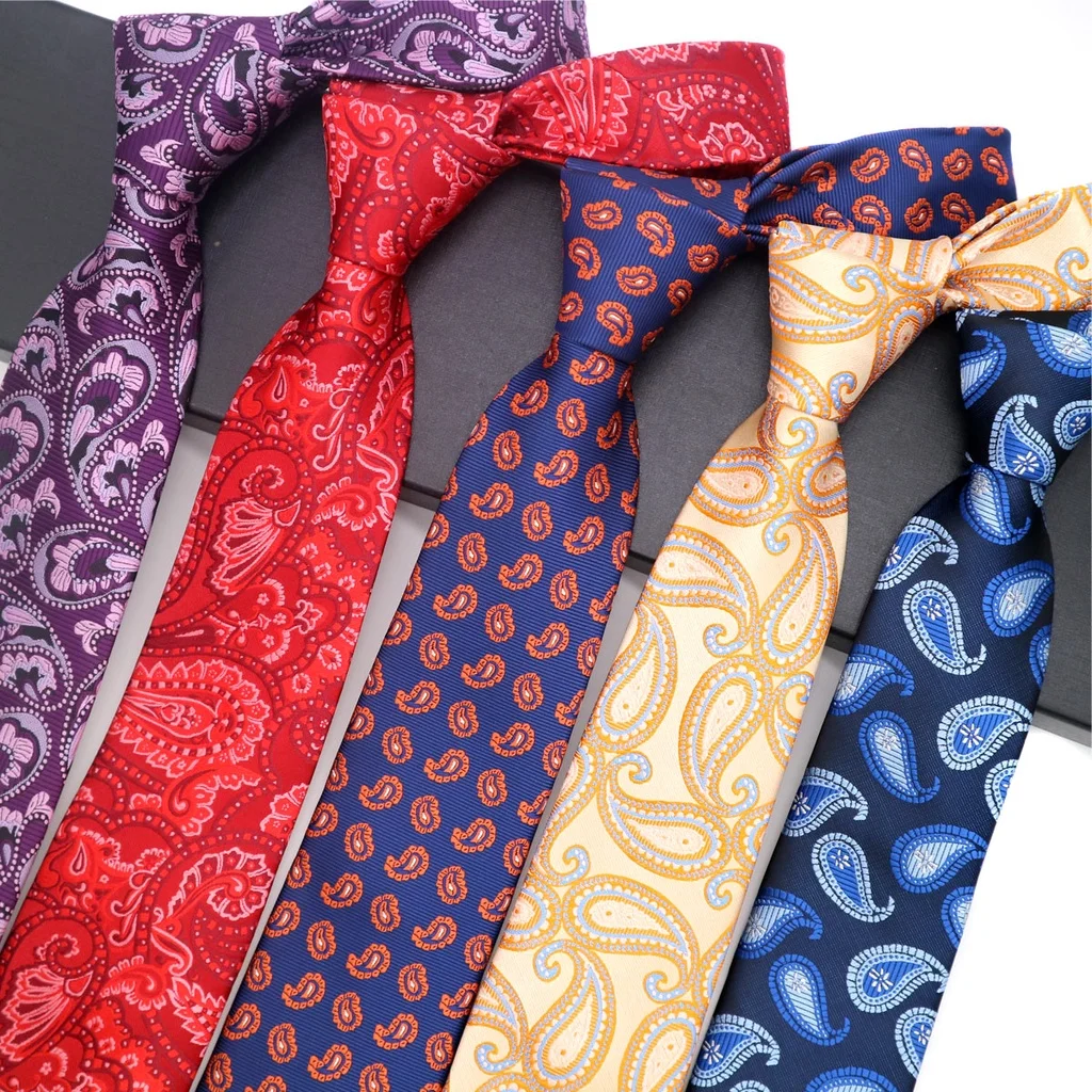 

Luxury 8CM Mens Ties Formal Classic Business Paisley Floral Necktie Jacquard Woven Neck tie For Men Groom Wedding Party Neckwear