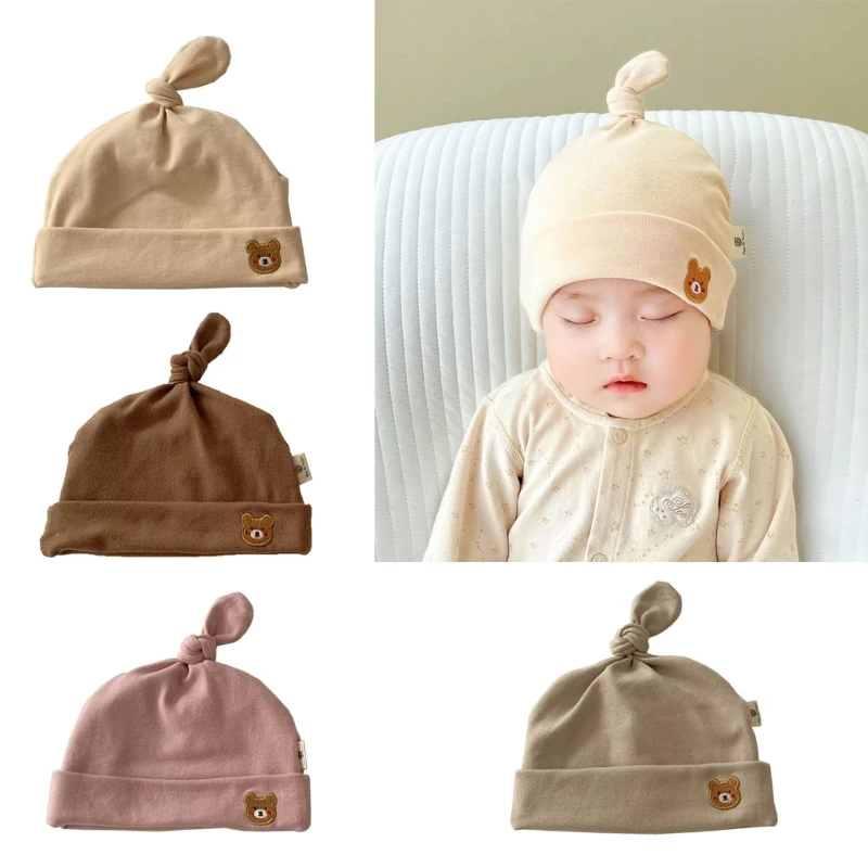 

Больничная шапка для новорожденных с рисунком медведя Preemie, хлопковая шапочка для мальчиков и девочек с медвежьими ушками, из