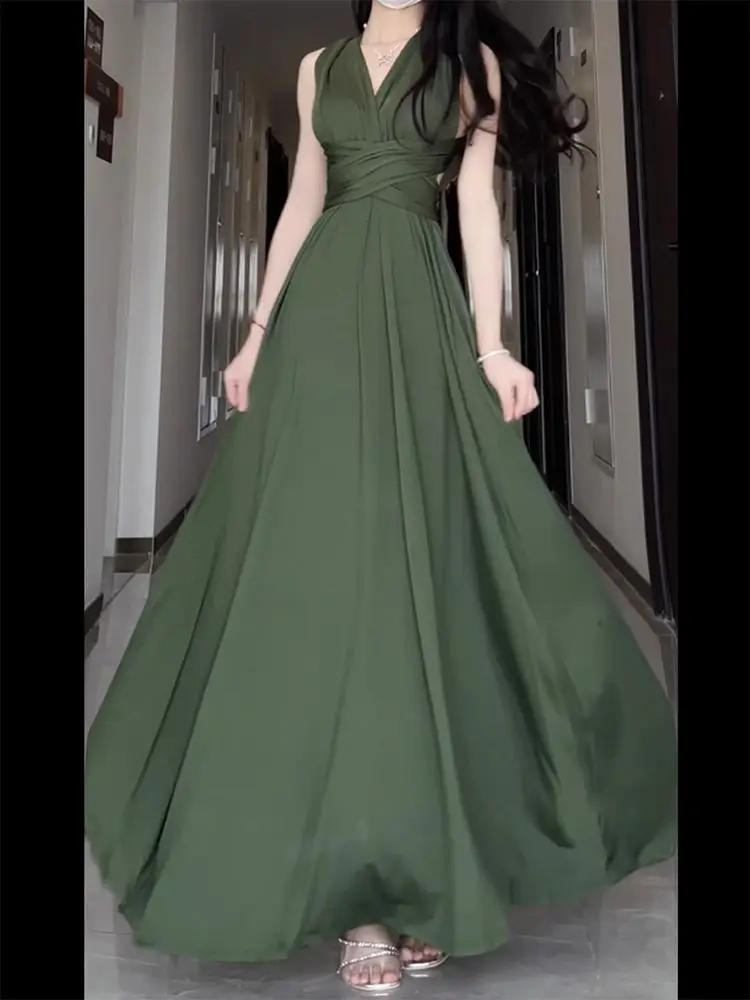 A-Line V-Neck Sleeveless Dress, Backless Design, Flared Hemline Summer Dress, Sophisticated
A-Line V-Neck Sleeveless Dress, Backless Design, Flared Hemline Summer Dress, Sophisticated