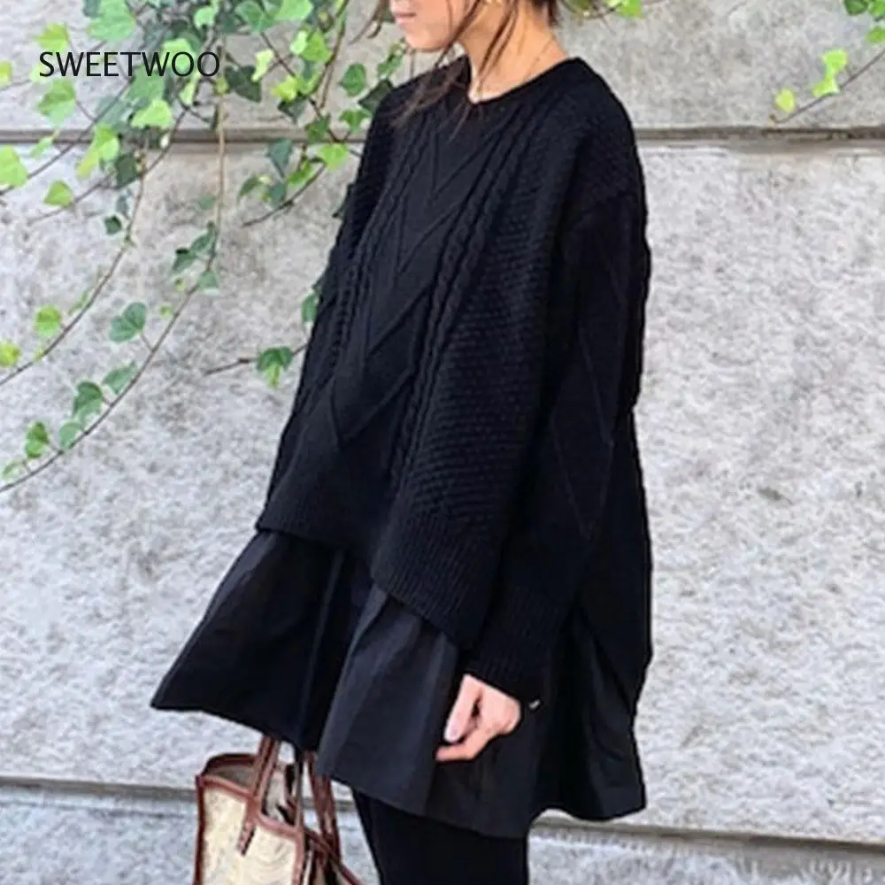 Two-piece Sweater + Shirt For Women New Pullover Fashion Casual Simple Pure Black Knit Bottoming Autumn Spring Outwear Tops
Two-piece Sweater + Shirt For Women New Pullover Fashion Casual Simple Pure Black Knit Bottoming Autumn Spring Outwear Tops