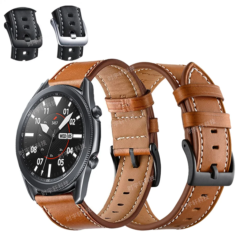 

22mm Leather Strap For Samsung Galaxy Watch 3 41mm 45mm Bracelet Watchband For Galaxy 42mm 46mm/Gear S3 S2 Sport/Active 2 Correa