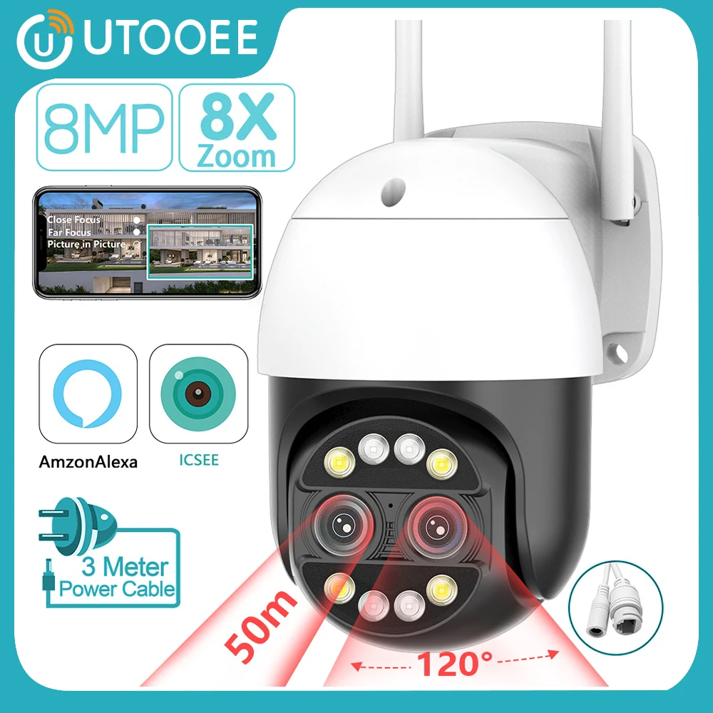 UTOOEE 4K 8MP Dual Lens WIFI Surveillance Camera AI Human Tracking 8X Zoom Outdoor Waterproof PTZ IP Camera CCTV iCSee Alexa
UTOOEE 4K 8MP Dual Lens WIFI Surveillance Camera AI Human Tracking 8X Zoom Outdoor Waterproof PTZ IP Camera CCTV iCSee Alexa