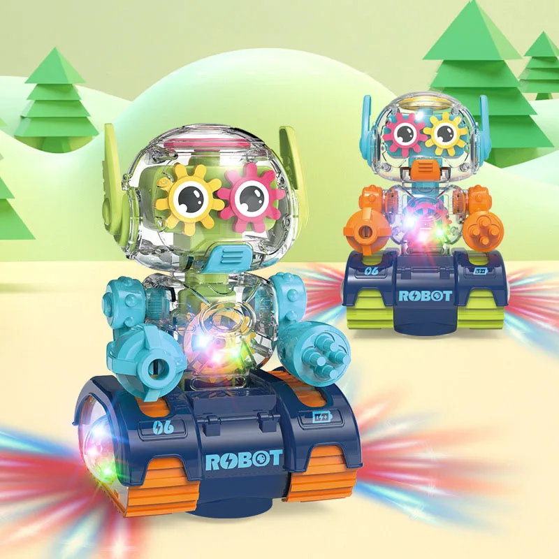 Children Electric Transparent Gear Robot Educational Interactive Walking Rotating Robot With Light Music Toy For Kids Xmas Gifts
Children Electric Transparent Gear Robot Educational Interactive Walking Rotating Robot With Light Music Toy For Kids Xmas Gifts