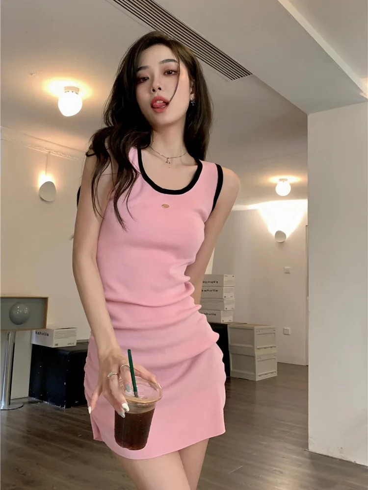 Sweet Girl Pink Knitted U-neck Tank Top Pleated Dress Women's Korean Style Summer Slim Fit Wrap Hip Contrast Short Skirt O4ZZ
Sweet Girl Pink Knitted U-neck Tank Top Pleated Dress Women's Korean Style Summer Slim Fit Wrap Hip Contrast Short Skirt O4ZZ