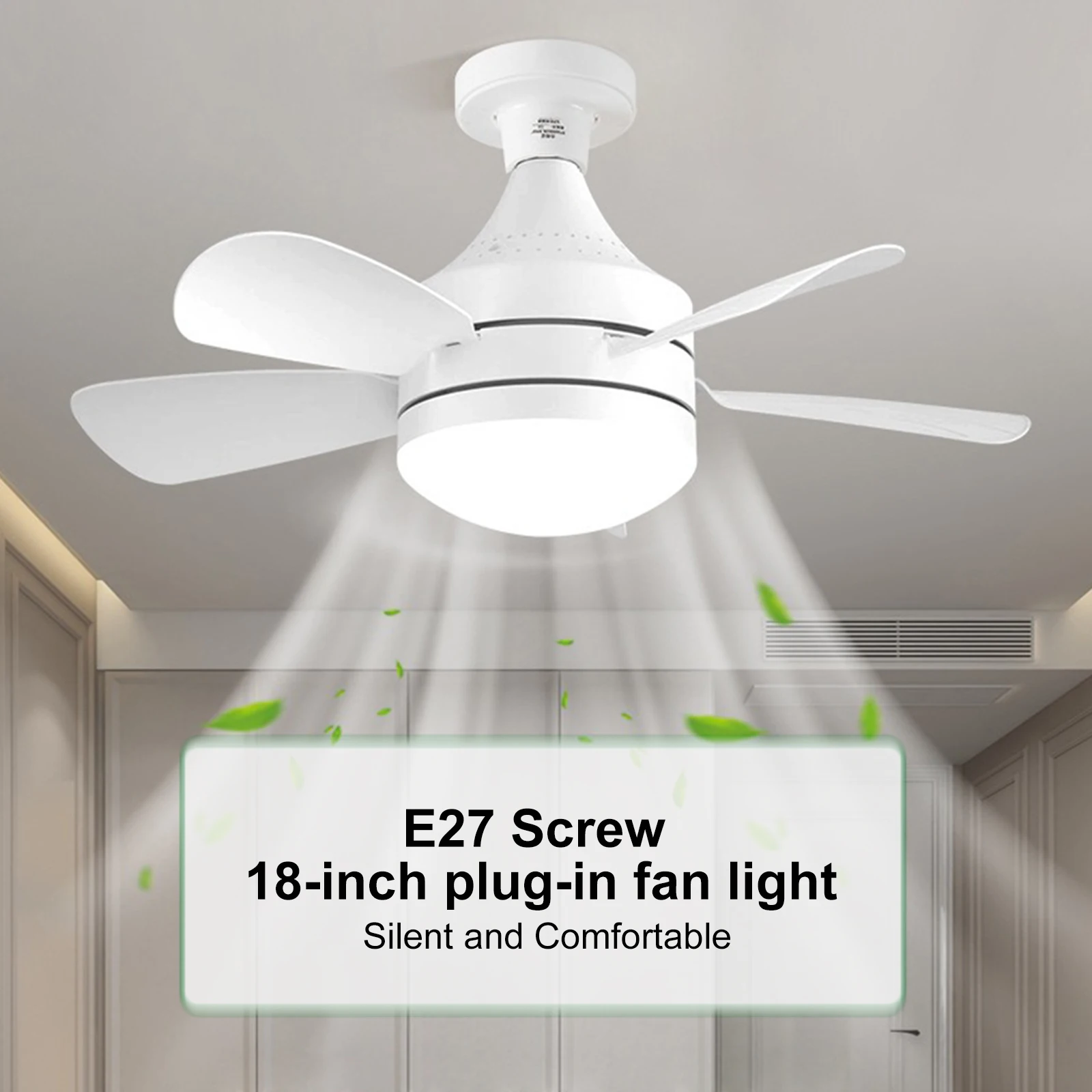 

Stylish & Quiet Ceiling Fan with Dimmable LED Light - Remote Control, Modern Matte Finish, E26/E27 for Bedrooms & Living Room