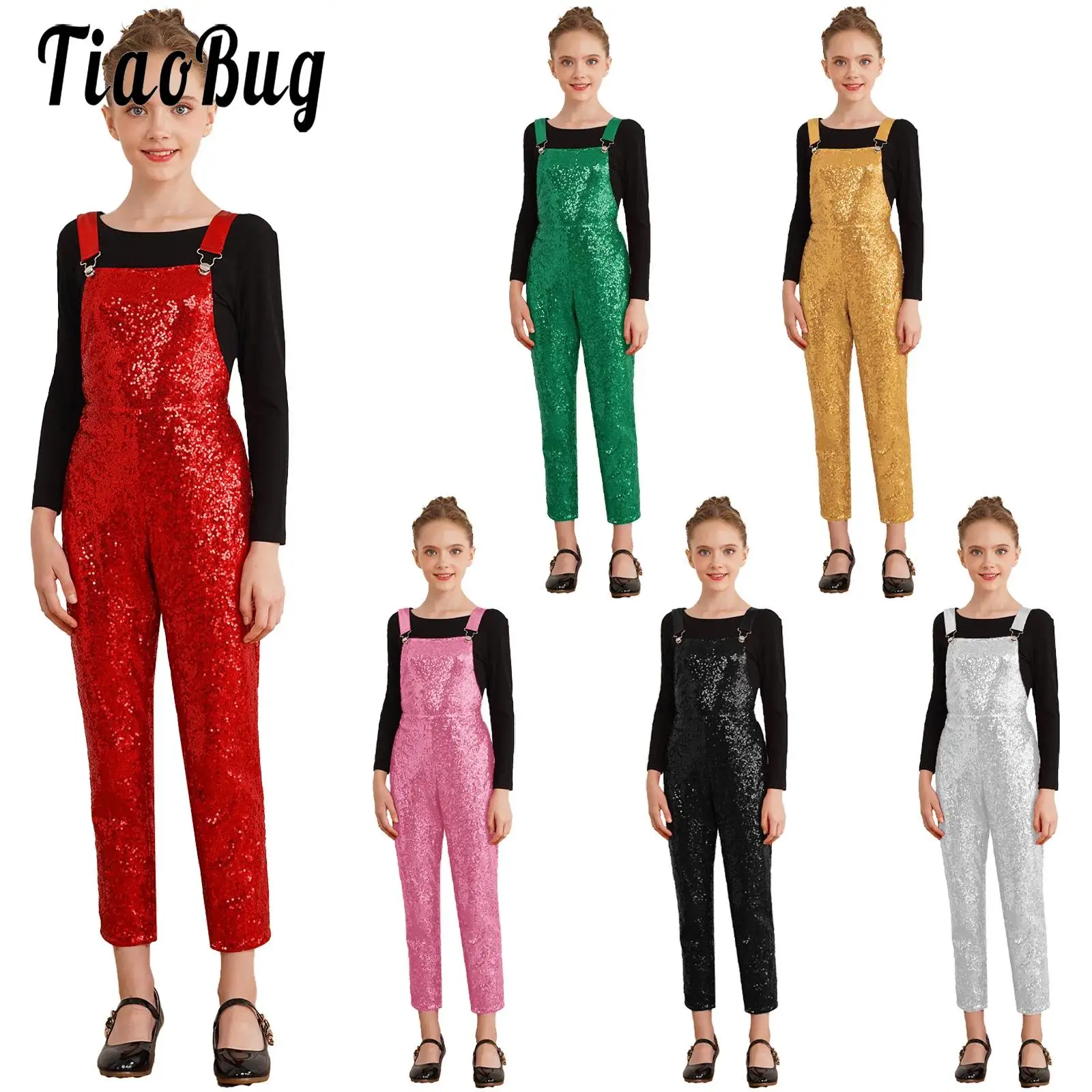 Kids Girls Sparkly Sequins Overalls Jumpsuits Jazz HipHop Dance Retro Clothes Metallic Adjustable Shoulder Straps Bodysuit Pants
Kids Girls Sparkly Sequins Overalls Jumpsuits Jazz HipHop Dance Retro Clothes Metallic Adjustable Shoulder Straps Bodysuit Pants