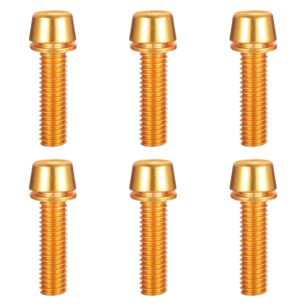 

Bike Screws Set Of 6pcs M5*18mm Stem Bolts Stainless Steel Front Fork Setting Titanium Plated Color Screws For Bicycle Handlebar