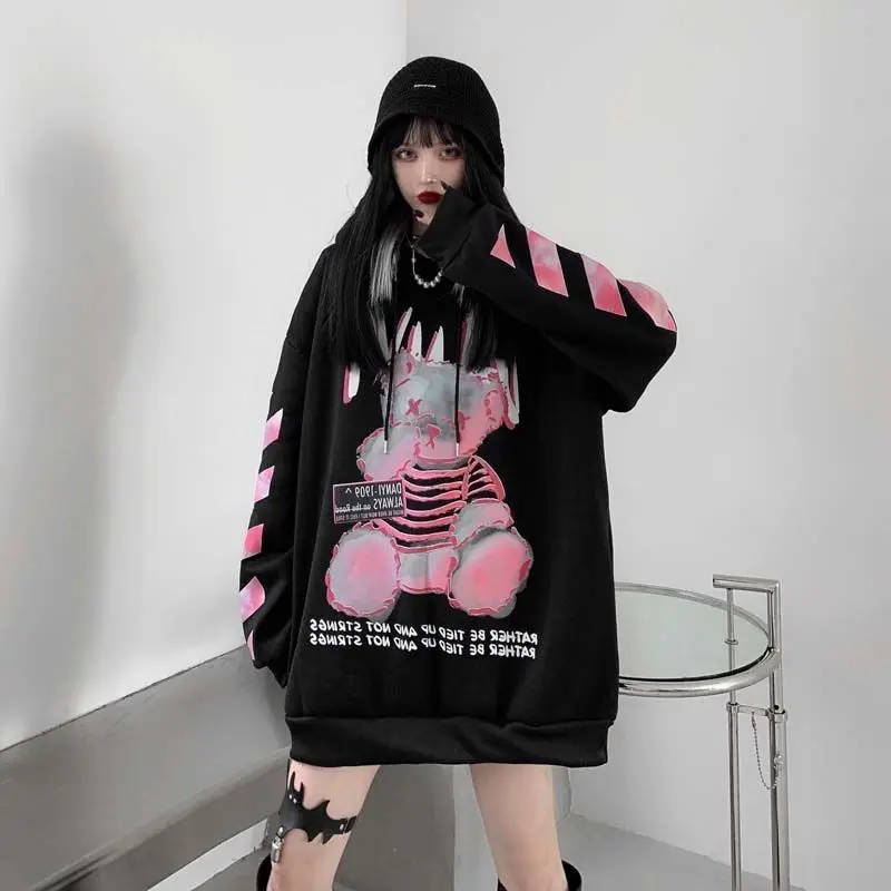 Gothic Punk Y2k Bear Hoodie Women Grunge Streetwear Oversize Black Sweatshirt Kpop Harajuku Dark Letter Print Tracksuit
Gothic Punk Y2k Bear Hoodie Women Grunge Streetwear Oversize Black Sweatshirt Kpop Harajuku Dark Letter Print Tracksuit
