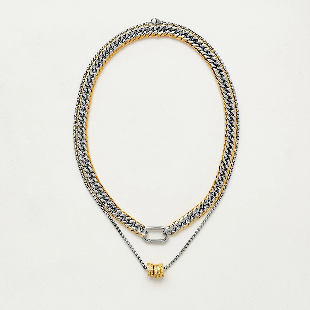 2024 New Design Jewelry Waterproof 18k gold plated Stainless Steel Two Tone Cuban Chain Charismatic Zircon Charm Necklace YF3679
2024 New Design Jewelry Waterproof 18k gold plated Stainless Steel Two Tone Cuban Chain Charismatic Zircon Charm Necklace YF3679