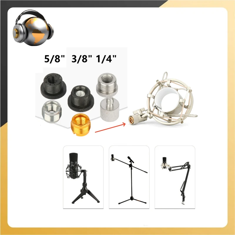 (5/8 Male To 3/8 1/4Female) Threaded Screw Mic Stand Clip Mount Adapter For Connect Shock Mount Suspension Stand Metal Connector
(5/8 Male To 3/8 1/4Female) Threaded Screw Mic Stand Clip Mount Adapter For Connect Shock Mount Suspension Stand Metal Connector