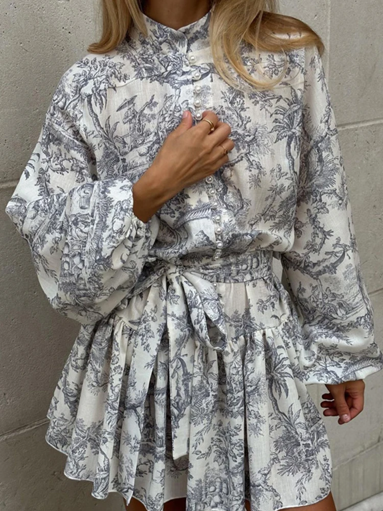 Spring Women Party Dress France Print Mini Lady Dress Floral Printed Long Sleeve O-neck A-Line Flare Short Dress Female
Spring Women Party Dress France Print Mini Lady Dress Floral Printed Long Sleeve O-neck A-Line Flare Short Dress Female