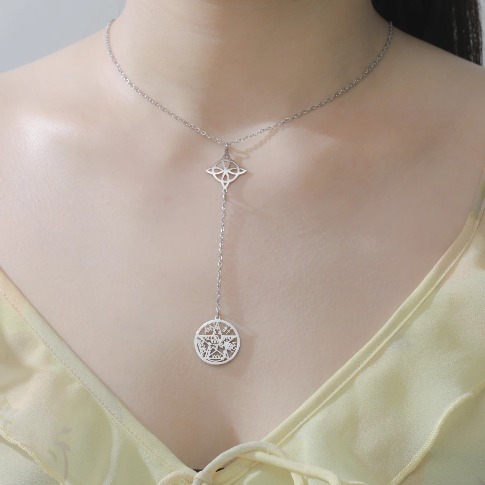 Double Amulet Protection Necklace witch Knot Pentagram Tetragrámaton Stainless Steel Protection Jewelry 4 Mallzona Se5544040506840798b95a1f8e2abd305k Double Amulet Protection Necklace witch Knot Pentagram Tetragrámaton Stainless Steel Protection Jewelry Mallzona